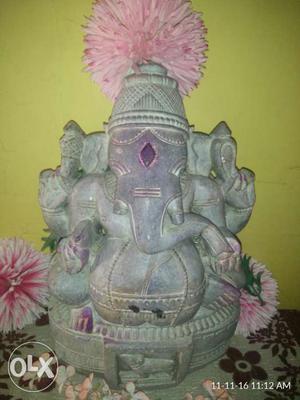 Antique Stone carved powerful murti of Ganesha,