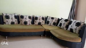 Black And Brown Suede Sectional Sofa