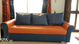 Black And Orange Leather Sofa