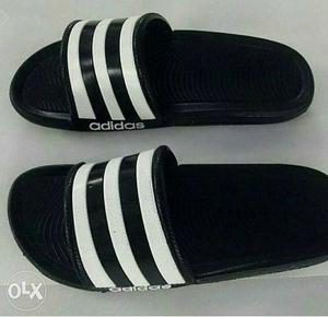 Black-and-white Adidas Slide Sandals