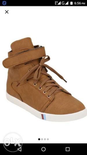 Brown And White High Top Leather Shoe