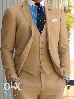Brown Formal Suit With Ves