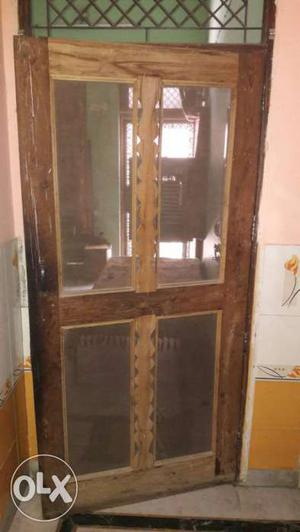 Brown Wooden Framed net 4-panel Door