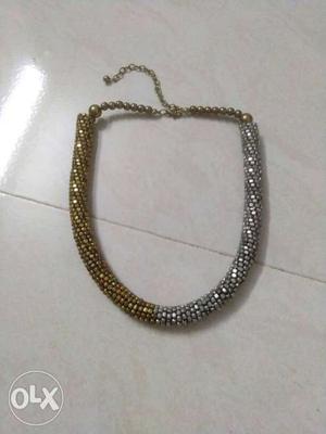 Gold And Silver Beaded Link Necklace