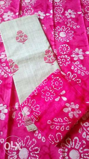 Gray And Pink Floral Textile