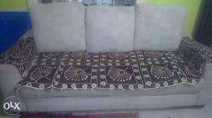 Gray, Black And White Fabric Cushion Sofa