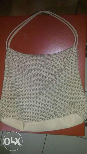 Gray Knit Handbag