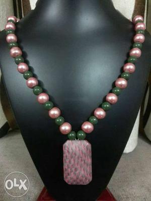 Green And Gray Beaded Necklace