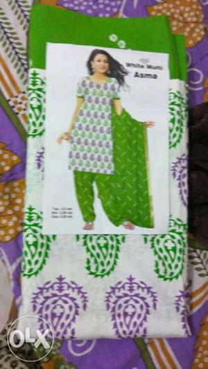 Green, White, And Purple Sari