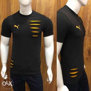 Men's Black And Yellow Puma Shirt