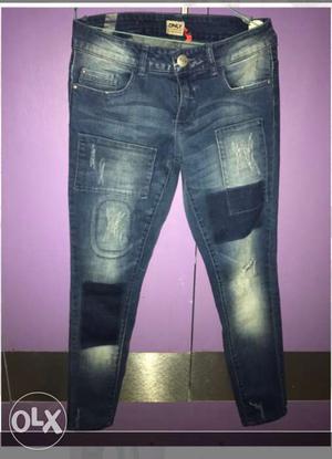ONLY ripped blue jeans waist 27