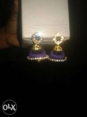 Pair Of Purple-and-gold Earrings