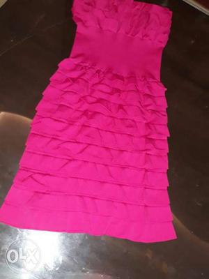 Pink Ruffled Sleeveless Dress