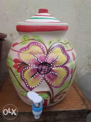 Pink Yellow And Red Floral Ceramic Water Jag