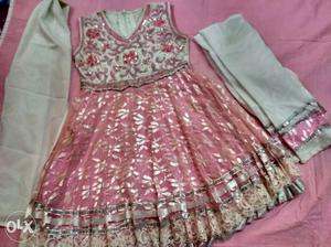 Pretty Pink hand embroidered dress for girls 5-7 yrs age