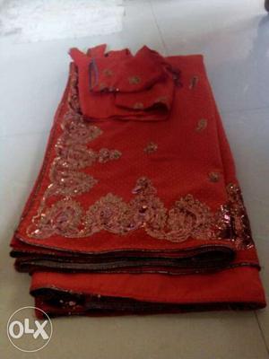 Red And Black Choli And Dupatta