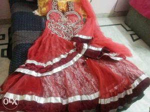 Red And Maroon Floral Asian Traditional Dress