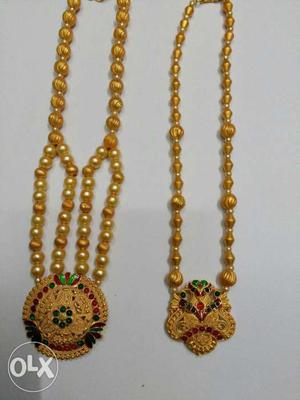 Two Gold Beaded Necklaces