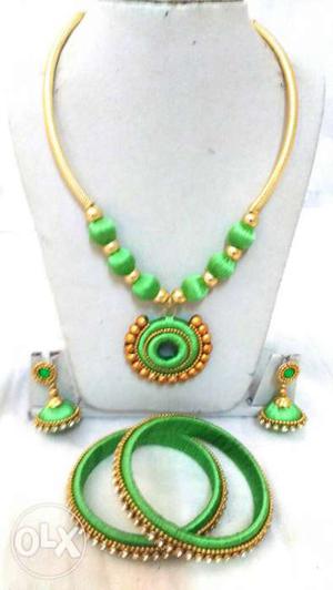 Two Green Threaded Bangles