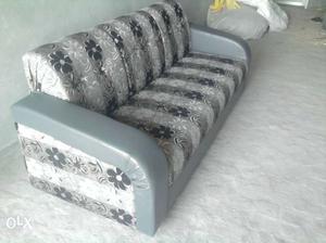 White And Gray Floral Stripe Sofa