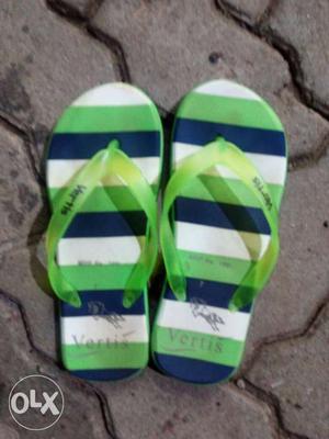 White-green-and-blue Vertis Stripe Flip Flops