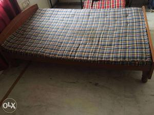 Wooden Bed with Mattress. Dimension - 6ft by 4ft