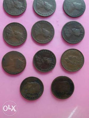 11 British indian old coins