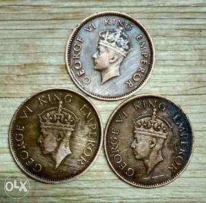 3 Coins set of George King Emperor VI, different