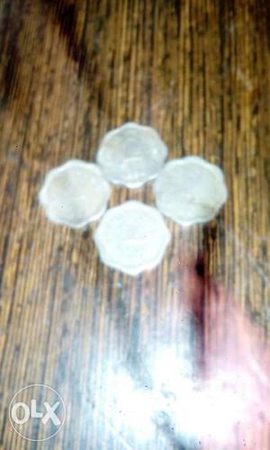 4 Indian 2 paise coin set