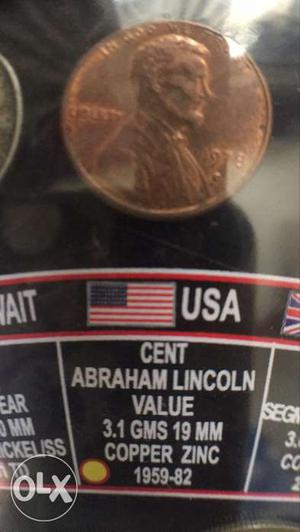 American cent  USA Abraham lincon coin coper