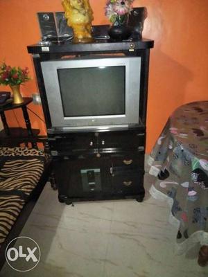 Gray CRT TV stand only