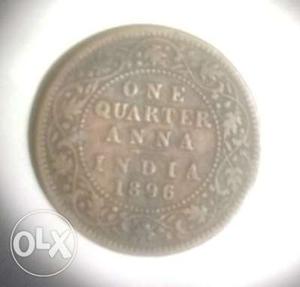 Gray One Quarter Anna India Coin