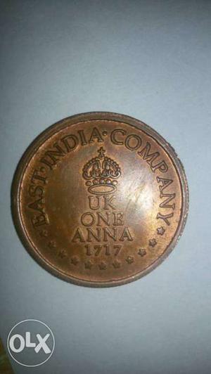 Round  One Anna India Coin