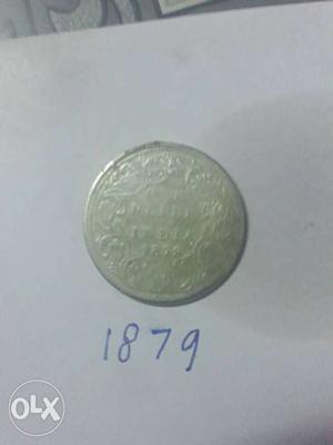 Round Silver 1 India Rupee  Coin