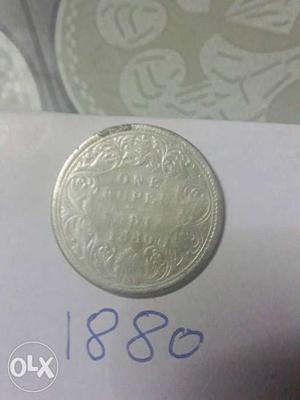 Round Silver One India Rupee  Coin