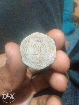 Silver 20 Paise Coin