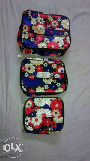 Three Black With Flower Design Bags i have more colours also