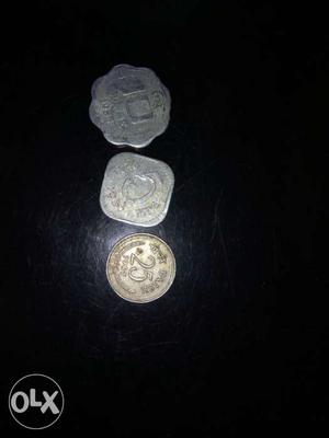 Three Silver Paise Coins