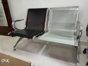 Two Black And Grey Metal Bench Chair