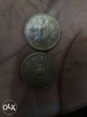 Two Pieces Of 20 Indian Paise