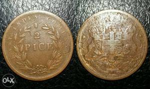 Two 1/2 Indian Pice Coins