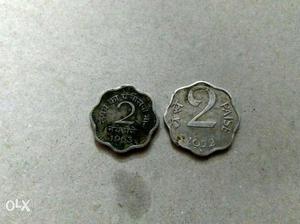 Two 2 India Paise Coins