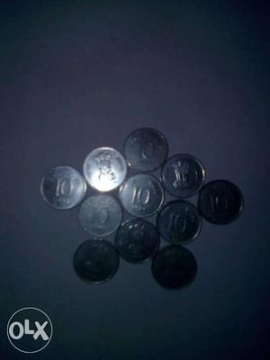 11 Silver Coins 10 Paise