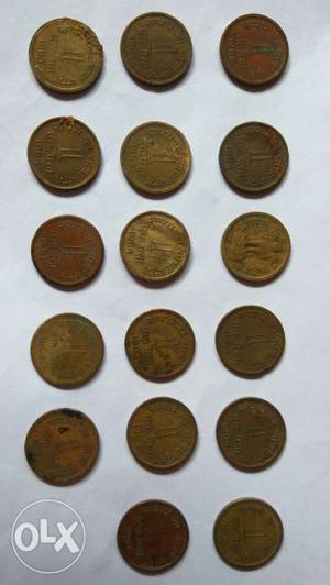 17 th Copper Coins of 1 Paisa from  to 