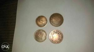 2 one quarter anna  east india company coins.