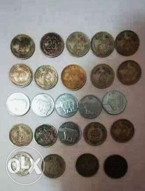 25 paise many coins & nepal gold coin