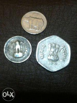 Antique Indian currencies of 25 paise old and new