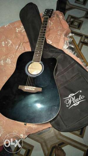 Black Acoustic Pluto Guitar With Black Pluto Guitar Bag