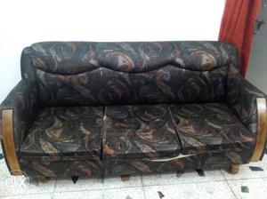Black And Brown 3-seat Sofa