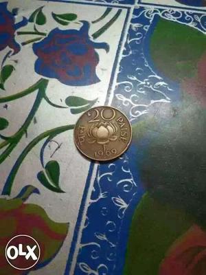Brown 20 Paise  Round Coin